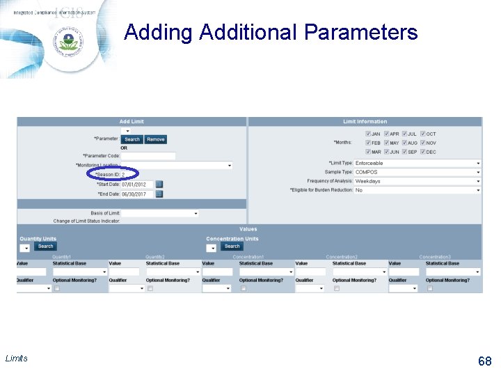 Adding Additional Parameters Limits 68 