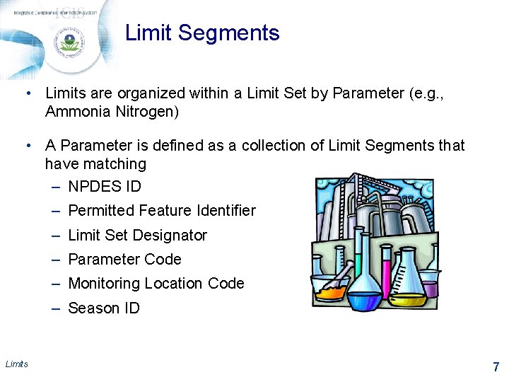 Limit Segments • Limits are organized within a Limit Set by Parameter (e. g.
