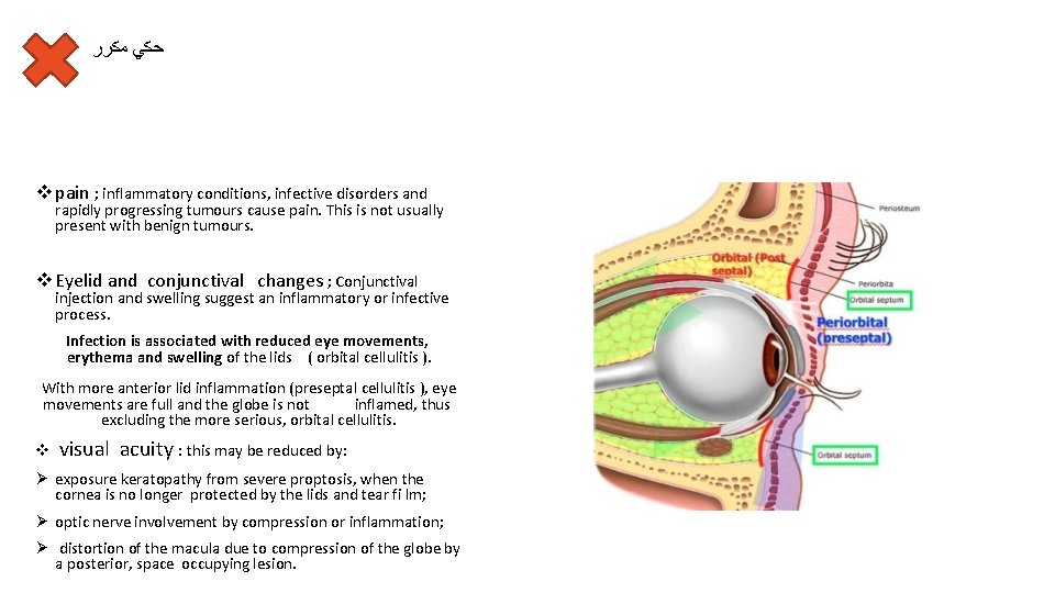  ﺣﻜﻲ ﻣﻜﺮﺭ v pain ; inflammatory conditions, infective disorders and rapidly progressing tumours