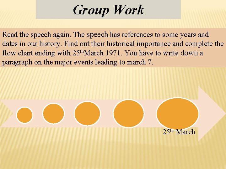 Group Work Read the speech again. The speech has references to some years and