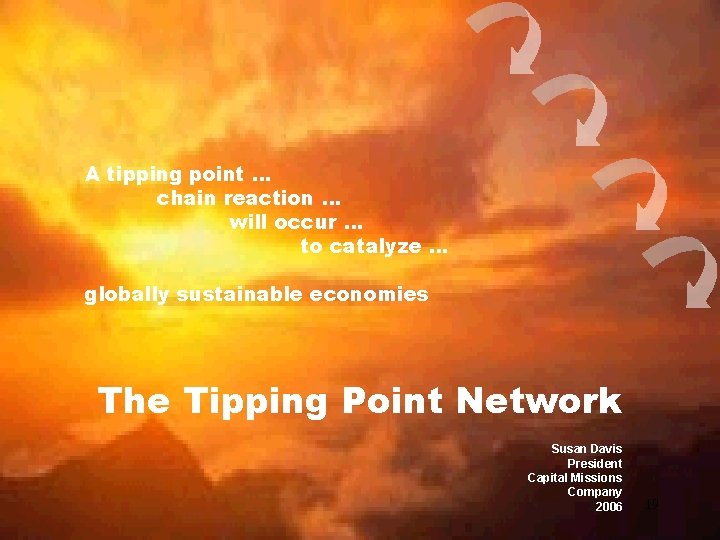 A tipping point … chain reaction … will occur … to catalyze … globally