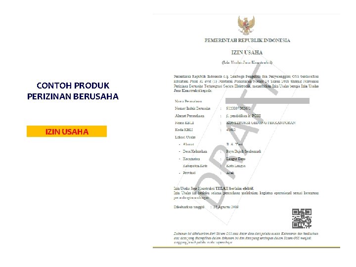 CONTOH PRODUK PERIZINAN BERUSAHA IZIN USAHA 