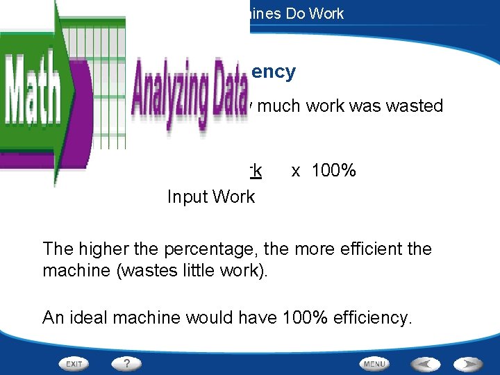 Work and Machines - How Machines Do Work Efficiency determines how much work wasted