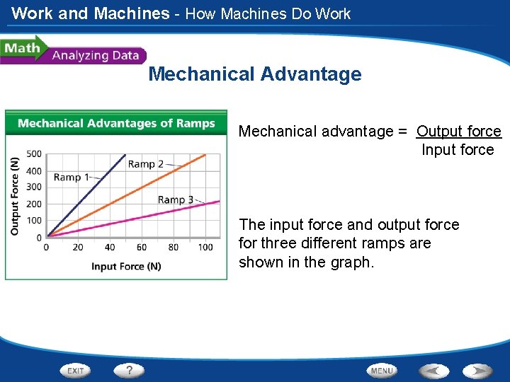 Work and Machines - How Machines Do Work Mechanical Advantage Mechanical advantage = Output