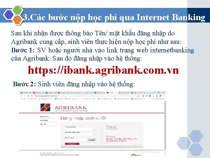 3. Các bước nộp học phí qua Internet Banking Sau khi nhận được thông