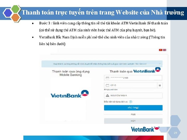 Thanh toán trực tuyến trên trang Website của Nhà trường 29 