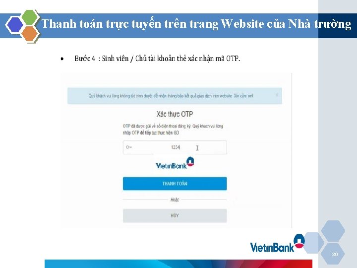 Thanh toán trực tuyến trên trang Website của Nhà trường 30 