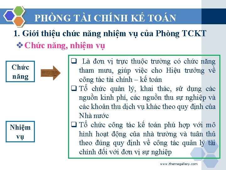 PHÒNG TÀI CHÍNH KẾ TOÁN 1. Giới thiệu chức năng nhiệm vụ của Phòng