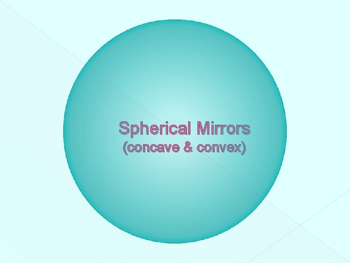 Spherical Mirrors (concave & convex) 