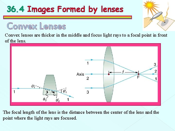 36. 4 Images Formed by lenses Convex Lenses Convex lenses are thicker in the