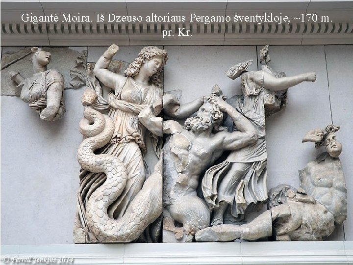 Gigantė Moira. Iš Dzeuso altoriaus Pergamo šventykloje, ~170 m. pr. Kr. 