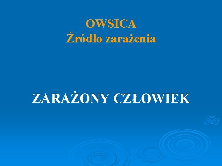 OWSICA Źródło zarażenia ZARAŻONY CZŁOWIEK 