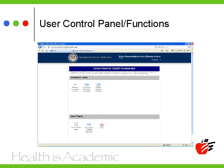 User Control Panel/Functions 