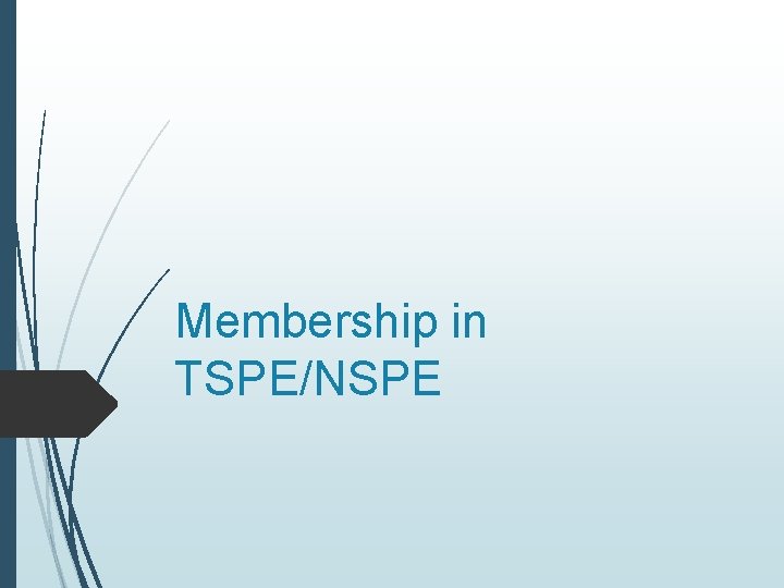 Membership in TSPE/NSPE 