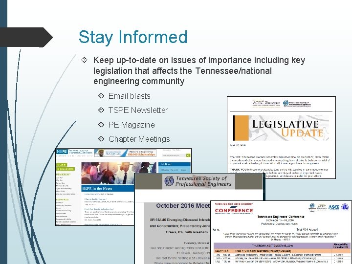 Stay Informed Keep up-to-date on issues of importance including key legislation that affects the