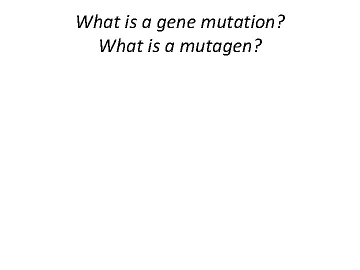 What is a gene mutation? What is a mutagen? 