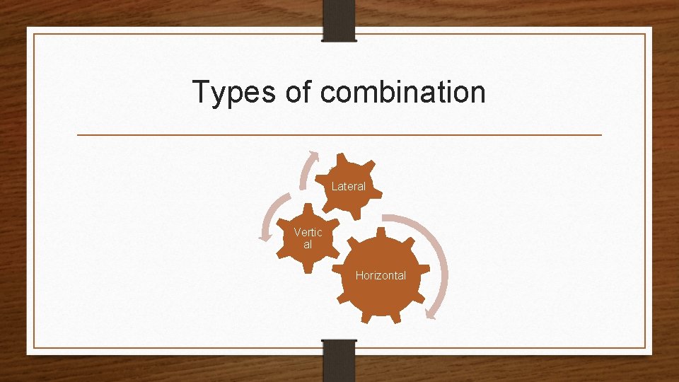 Types of combination Lateral Vertic al Horizontal 