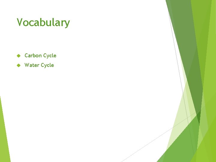 Vocabulary Carbon Cycle Water Cycle 