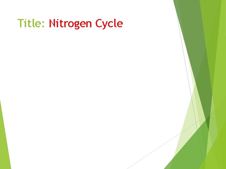Title: Nitrogen Cycle 