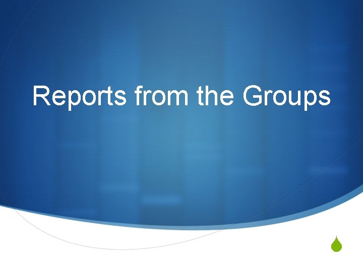 Reports from the Groups S 