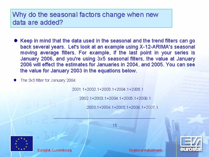 Why do the seasonal factors change when new data are added? Keep in mind