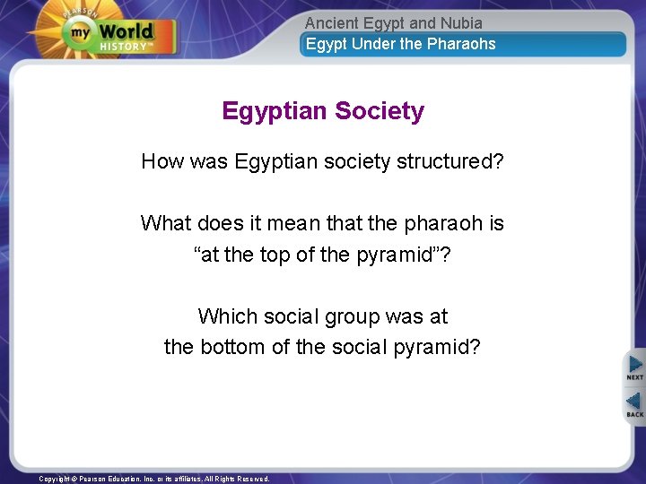 Ancient Egypt and Nubia Egypt Under the Pharaohs Egyptian Society How was Egyptian society