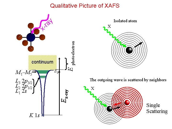 Qualitative Picture of XAFS xra y Isolated atom M 1–M 5 L 3 2