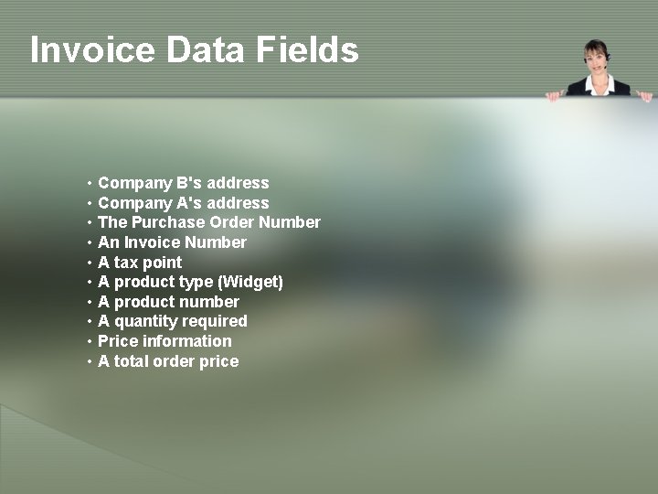 Invoice Data Fields • Company B's address • Company A's address • The Purchase