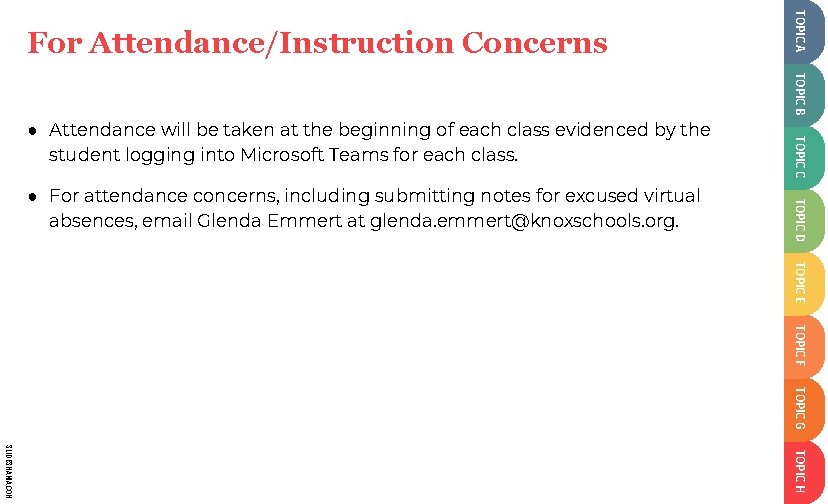 TOPIC A SLIDESMANIA. COM For Attendance/Instruction Concerns TOPIC B TOPIC D ● For attendance