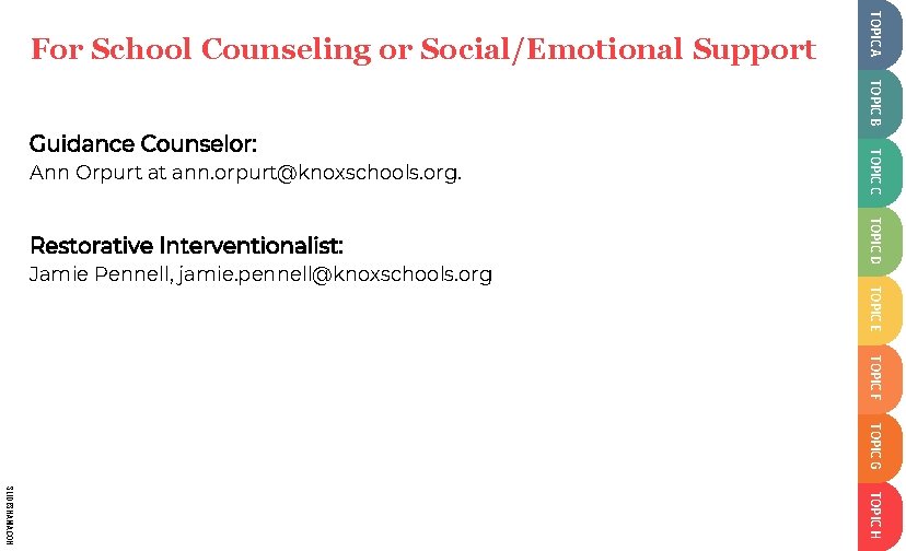 TOPIC A SLIDESMANIA. COM For School Counseling or Social/Emotional Support TOPIC B Ann Orpurt