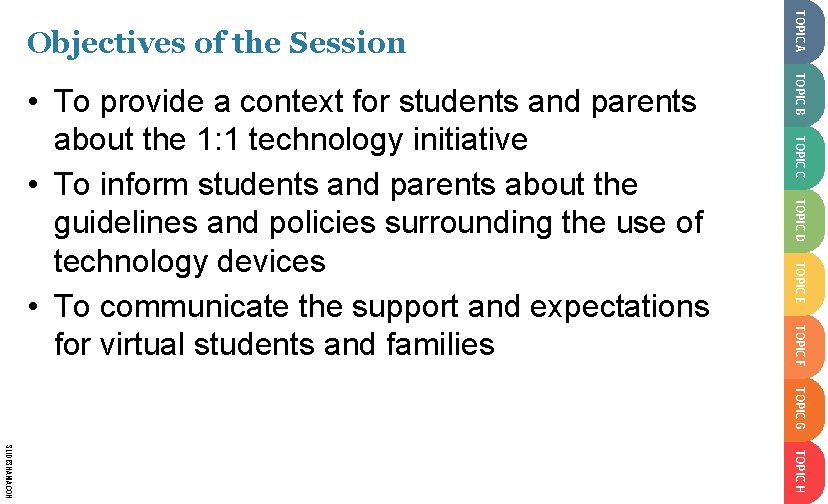 TOPIC B TOPIC C TOPIC D TOPIC E TOPIC F • To provide a