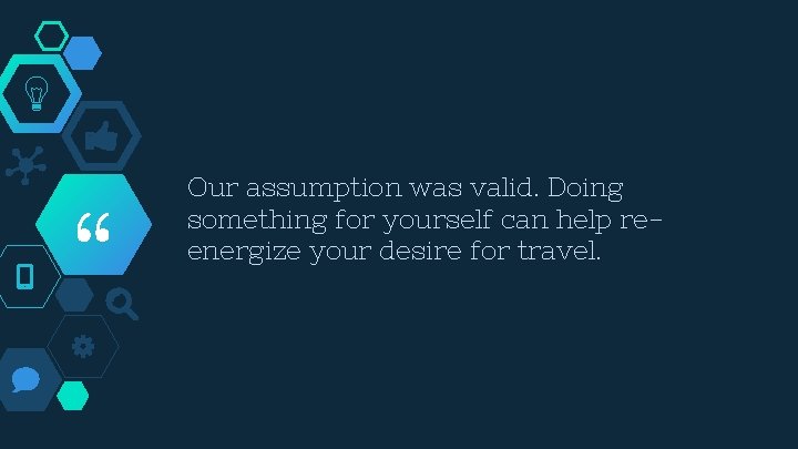 “ Our assumption was valid. Doing something for yourself can help reenergize your desire
