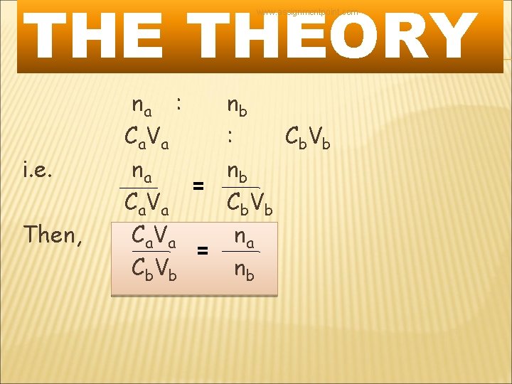 THE THEORY www. assignmentpoint. com i. e. Then, na : nb Ca. V a