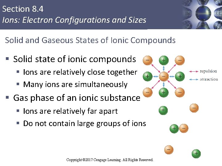 Section 8. 4 Ions: Electron Configurations and Sizes Solid and Gaseous States of Ionic