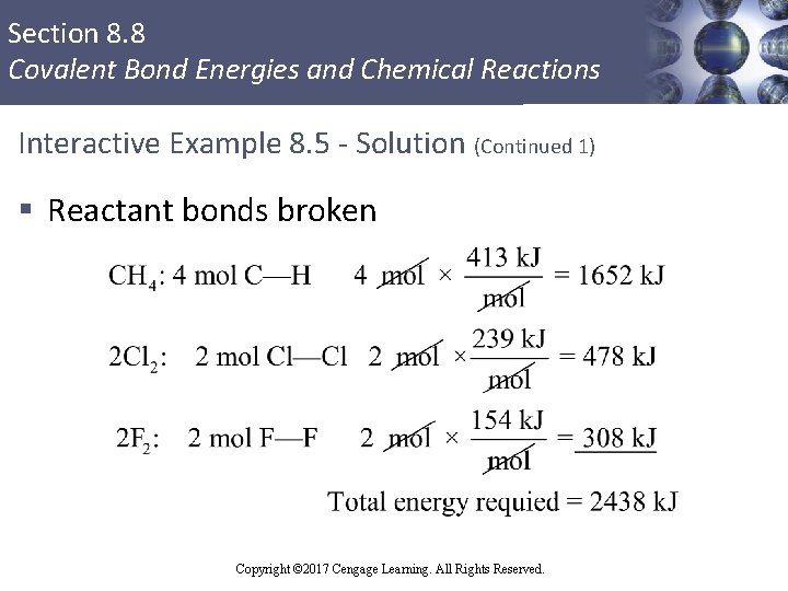 Section 8. 8 Covalent Bond Energies and Chemical Reactions Interactive Example 8. 5 -