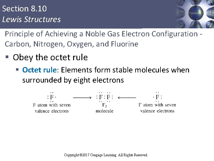 Section 8. 10 Lewis Structures Principle of Achieving a Noble Gas Electron Configuration Carbon,
