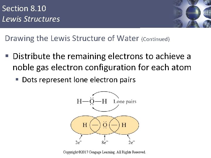 Section 8. 10 Lewis Structures Drawing the Lewis Structure of Water (Continued) § Distribute