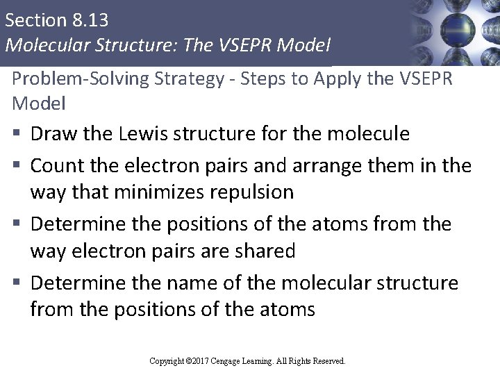 Section 8. 13 Molecular Structure: The VSEPR Model Problem-Solving Strategy - Steps to Apply