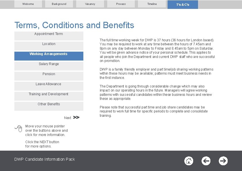 Welcome Background Vacancy Process Timeline T’s & C’s Terms, Conditions and Benefits Appointment Term