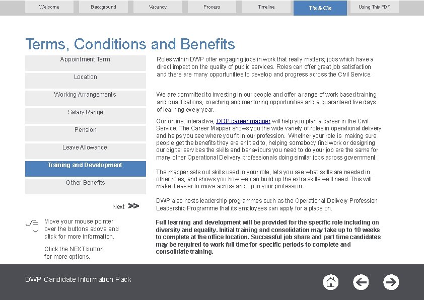 Welcome Background Vacancy Process Timeline T’s & C’s Using This PDF Terms, Conditions and