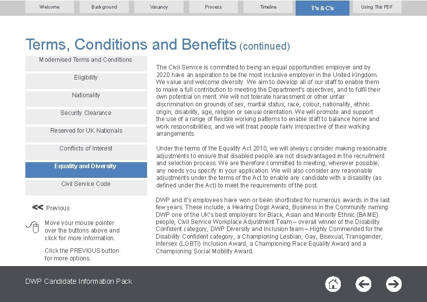 Welcome Background Vacancy Process Timeline T’s & C’s Using This PDF Terms, Conditions and