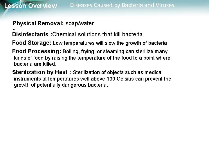 Lesson Overview Diseases Caused by Bacteria and Viruses