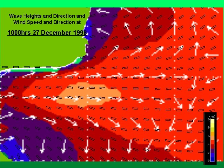 Wave Heights and Direction and Wind Speed and Direction at 1000 hrs 27 December