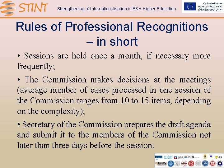 Strengthening of Internationalisation in B&H Higher Education Rules of Professional Recognitions – in short