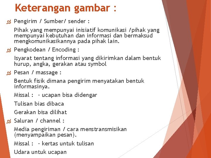 Keterangan gambar : Pengirim / Sumber/ sender : Pihak yang mempunyai inisiatif komunikasi /pihak