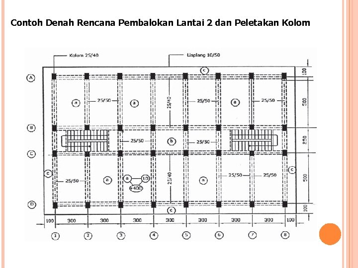 Contoh Denah Rencana Pembalokan Lantai 2 dan Peletakan Kolom 