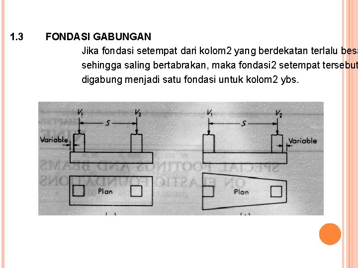 1. 3 FONDASI GABUNGAN Jika fondasi setempat dari kolom 2 yang berdekatan terlalu besa