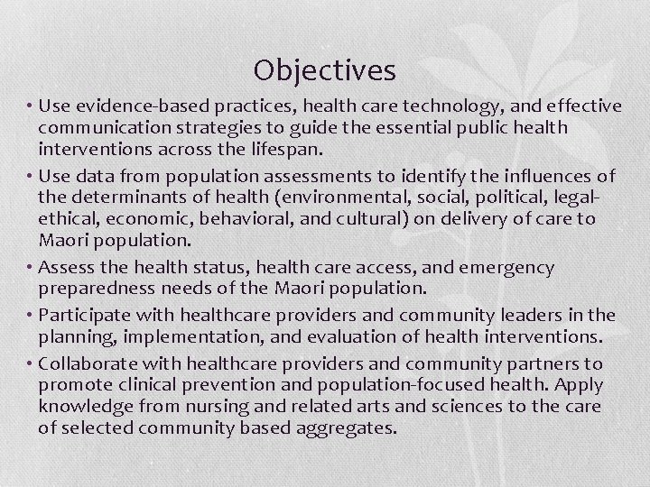 Objectives • Use evidence-based practices, health care technology, and effective communication strategies to guide