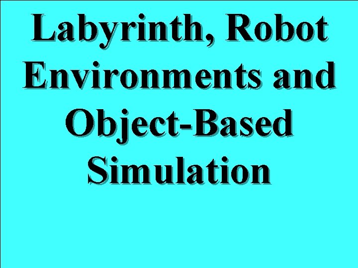 Labyrinth, Robot Environments and Object-Based Simulation 