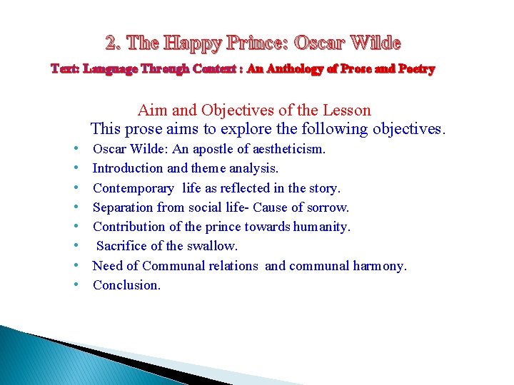2. The Happy Prince: Oscar Wilde Text: Language Through Context : An Anthology of